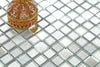 Metallic Mirror Mosaic with Frosted and Sparkle Glitter Glass Silver Square Mosaic Wall Tile Product Photo 2