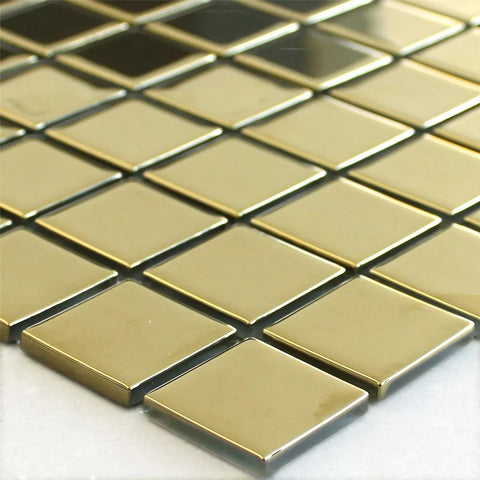 Metallica Gold Glass Square Wall Mosaic Tile Product Photo 2