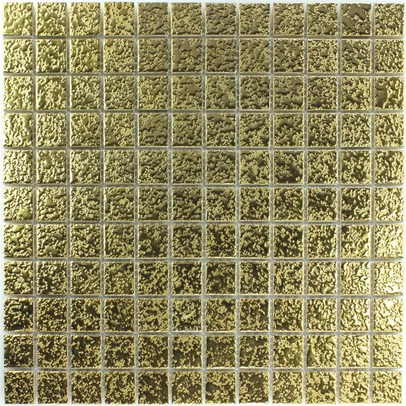 Metallica Lava Gold Textured Square Mosaic Wall Tile Product Photo 1