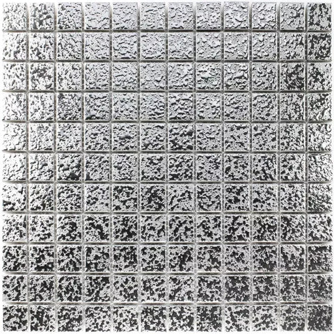 Metallica Lava Silver Textured Square Mosaic Wall Tile Product Photo 1