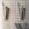 Metallica Lava Silver Textured Square Mosaic Wall Tile on Wall with matching White Mosaics