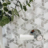 Meteorite Hexagon Authentic White and Grey Marble Mosaic Wall and Floor Tile Close up