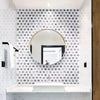 Meteorite Hexagon Authentic White and Grey Marble Mosaic Wall and Floor Tile in Bathroom as Feature Wall