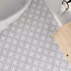 Mr Jones Grey 450x450mm Wall and Floor Porcelain Tile on Bathroom Floor