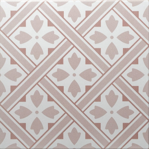 Mr Jones Pink Wall and Floor Porcelain 33x33cm Pattern Tile Product Photo 1