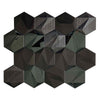 Onyx Black Hexagon 3D Wall Mosaic Tile Product Photo 1