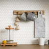 Penny Matt White Circle Mosaic Wall and Floor Tile as Kitchen Splashback