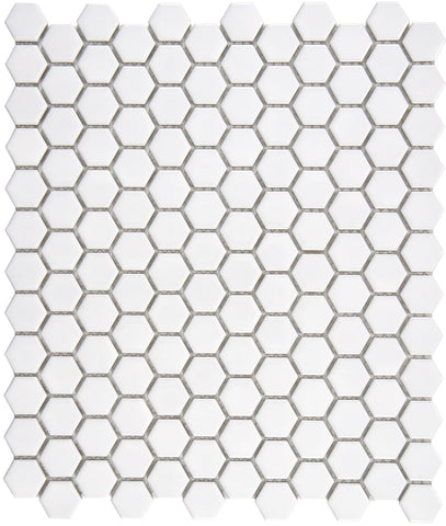 Penny Matt White Hexagon Porcelain Floor and Wall Mosaic 300x260mm Tile Product Photo