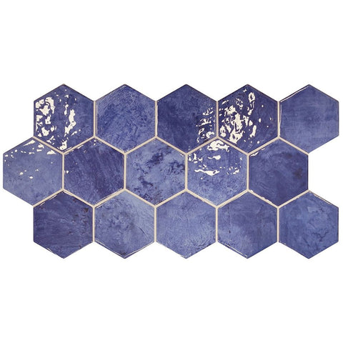 Portofino Blue Hexagon Polished Porcelain 510x265mm Wall Tile Product Photo