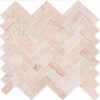 Rosé Verona Authentic Pink Marble Herringbone Wall and Floor Mosaic Tile as Bathroom Splash Back Product Photo 2