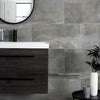 Serenity Grey 60x30cm Polished Porcelain Stone Effect Wall and Floor Tile on Bathroom Wall Close up 2