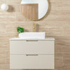Serenity Sandstone Ivory Matt Stone Effect Porcelain Wall and Floor 600x300mm Tile on Bathroom Wall Close up 2