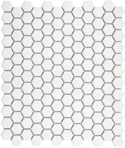 Shapes Hexagon Gloss White Floor and Wall Porcelain Mosaic Tile Product Photo