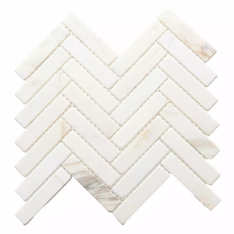 Siena Warm Beige Authentic Marble Herringbone Mosaic Wall and Floor Tile Product Image 1