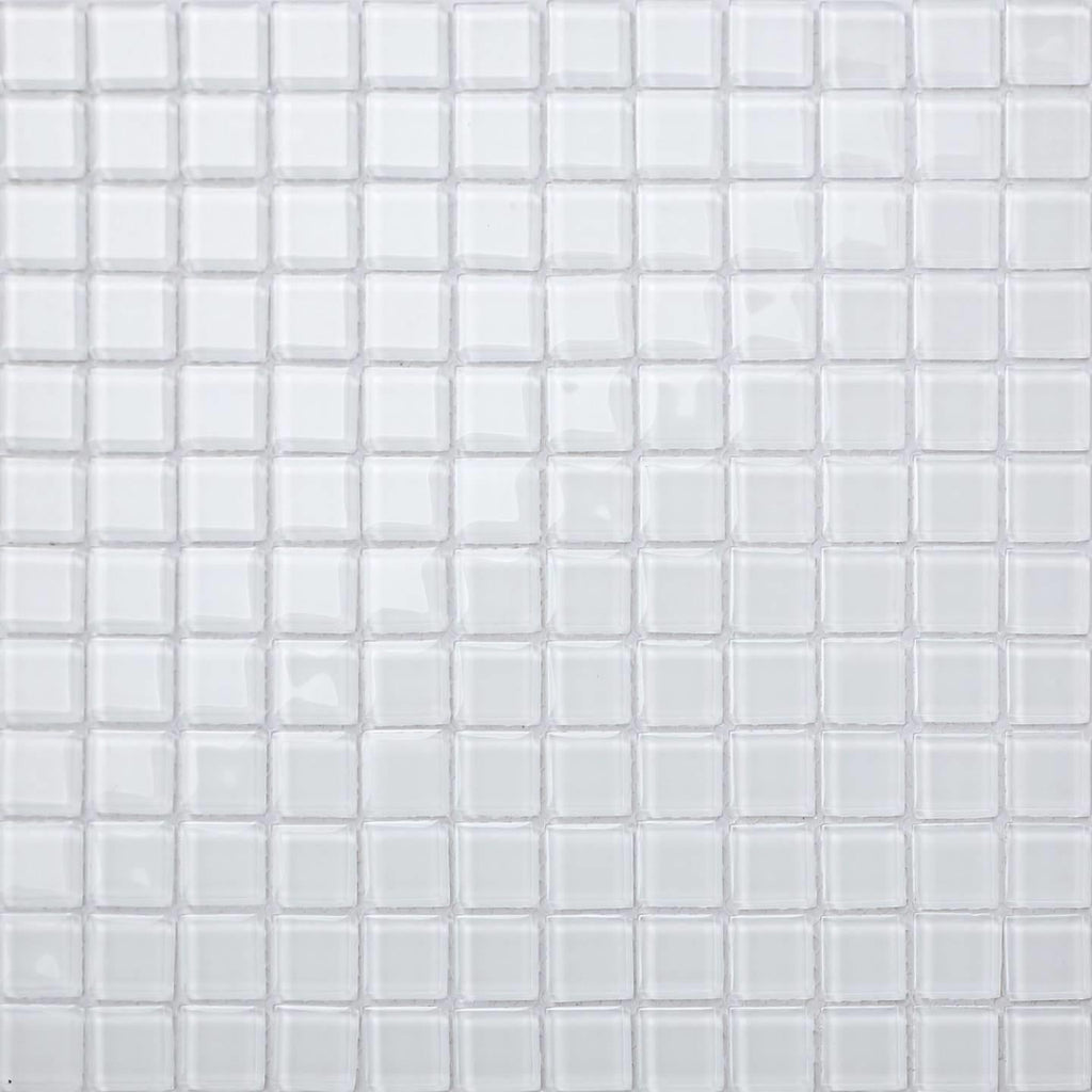 Snow White Plain Square Glass Mosaic Wall Tile Product Photo 1