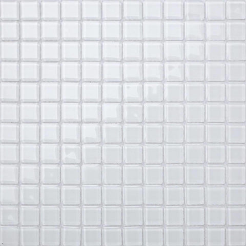 Snow White Plain Square Glass Mosaic Wall Tile Product Photo 1