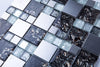 Space Silver and Black Metal and Glass Square Wall Mosaic Tile Product Photo 2