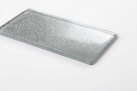 Sparkle Silver Glitter Glass Metro 75x150mm Wall Tile Product Photo 1