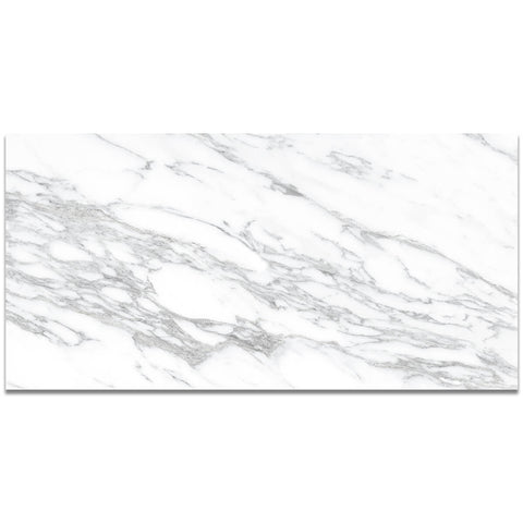 White Marble Effect Matt Porcelain Tile with Fine Grey Veining