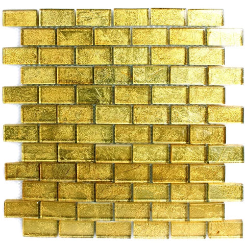 Thick Golden Brick Gold Glass Mosaic Wall Tile Product Photo 1