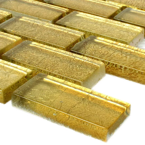 Thick Golden Brick Gold Glass Mosaic Wall Tile Product Photo 2