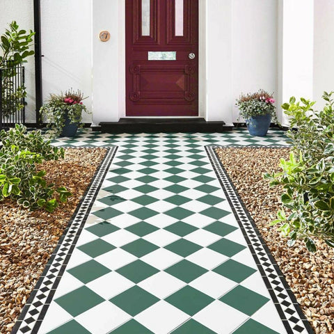Traditional Victorian Green 150x150mm Quarry Floor Tile in Porch