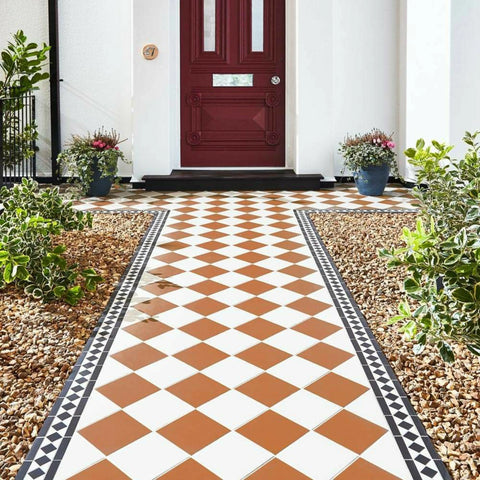 Traditional Victorian Orange 150x150mm Quarry Floor Tile In Porch