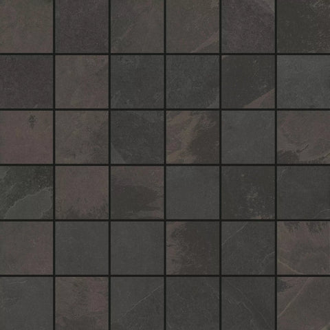Trilogy Charcoal Black Porcelain Stone Effect Square Mosaic Wall and Floor Tile Product Photo