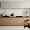 Trilogy Glacier White Porcelain Stone Effect Anti Slip 600x600mm Floor Tile in Kitchen
