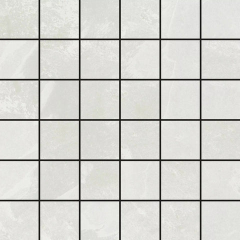White Stone Effect Porcelain Square Mosaic Tile