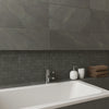 Bathroom Tiled with Grey Stone Effect Mosaic Tiles on Wall