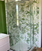 Tropical Forest Green Leaf Pattern Hexagon 333x285 Pattern Wall and Floor Porcelain Tile Customer Photo in Shower Enclosure