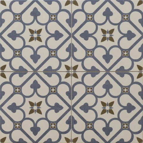 Valor Blue and White Pattern Porcelain Floor Tile Product Photo 1