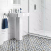 Valor Blue and White Pattern Porcelain Floor Tile on Bathroom Floor