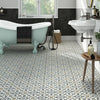 Valor Blue and White Pattern Porcelain Floor Tile on Bathroom Floor 2