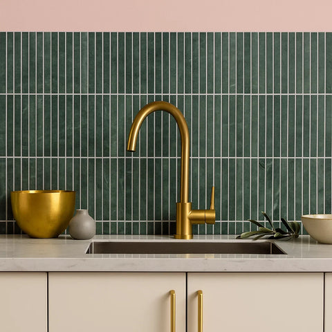 Verona Emerald Green Natural Marble Mosaic Wall and Floor Tile as Kitchen Splashback