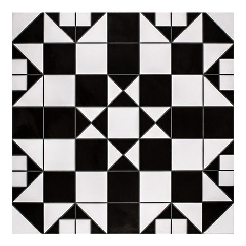 Victorian Black and White Traditional Pattern Ceramic Wall and Floor Tile Product Photo 1