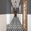 Victorian Black and White Traditional Pattern Ceramic Wall and Floor Tile on Hallway Floor