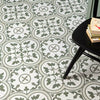 Victorian Henley Army Green Pattern Ceramic Wall and Floor Tile Close Up