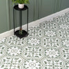 Victorian Henley Army Green Pattern Ceramic Wall and Floor Tile in Hallway Side Angle