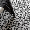 Victorian Henley Black Pattern Ceramic Wall and Floor Tile Close up Bathroom Floor