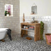 Victorian Henley Black Pattern Ceramic Wall and Floor Tile in Bathroom on Floor