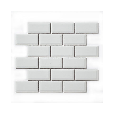 White Bevelled Metro Ceramic Mosaic Wall Tile Product Photo 1