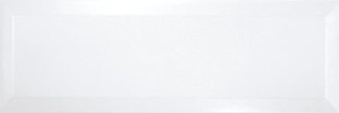 White Gloss Bevelled Metro Subway Ceramic Wall 100x300mm Tile Product Photo