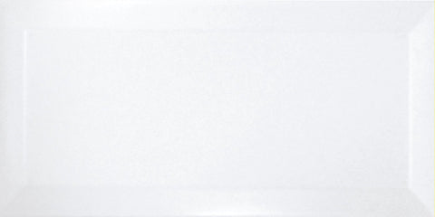 White Matt Bevelled Metro Ceramic Wall 100x200mm Tile Product Photo