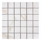 Gentle Gold White and Gold Marble Effect Mosaic Tile Sheet Design 1