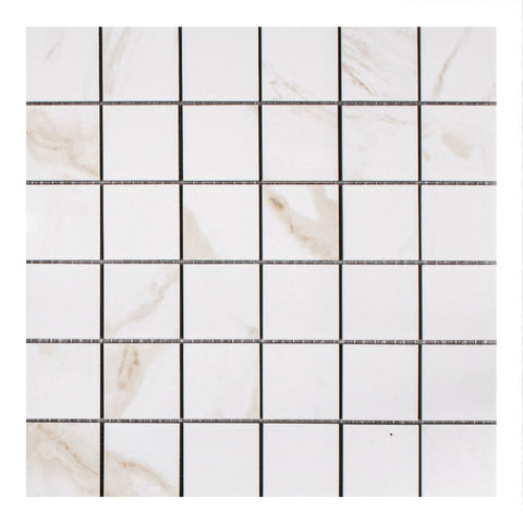 Gentle Gold White and Gold Marble Effect Mosaic Tile Sheet Design 1