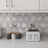 Chevron Diamonds Grey and Silver Marblle Mosaic Sheet in Kitchen 2