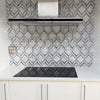 Chevron Diamonds Grey and Silver Marblle Mosaic Sheet in Kitchen