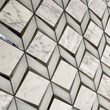 Chevron Diamonds Grey and Silver Marblle Mosaic Sheet Design 2 Side View